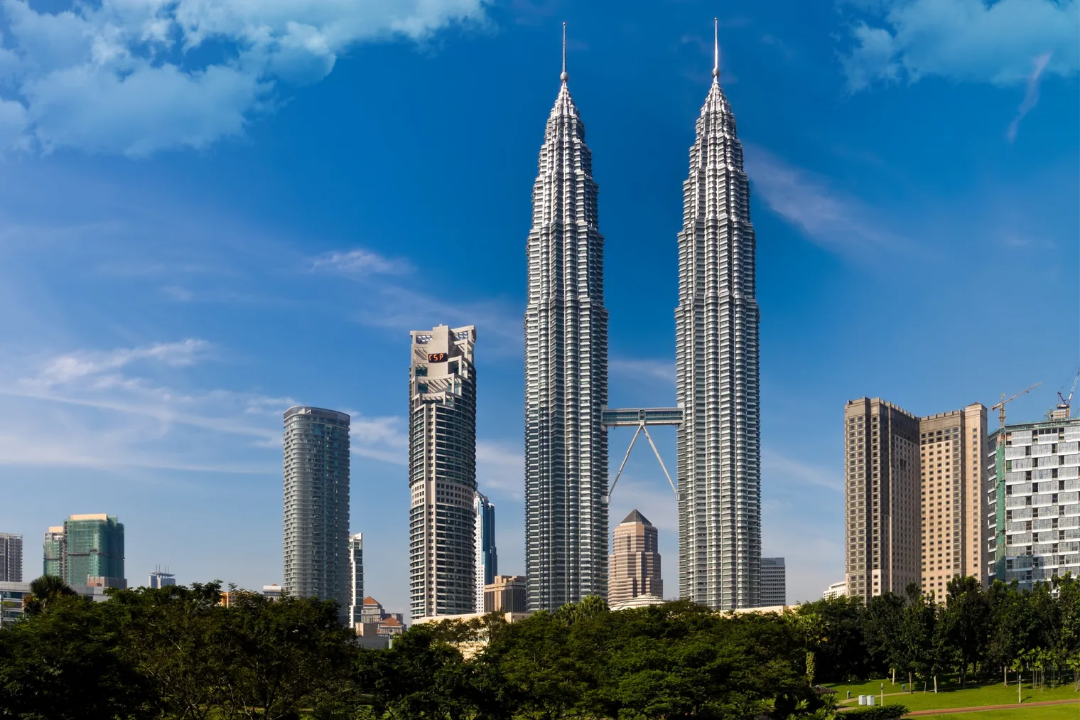 The Kuala Lumpur skyline above the city parkland