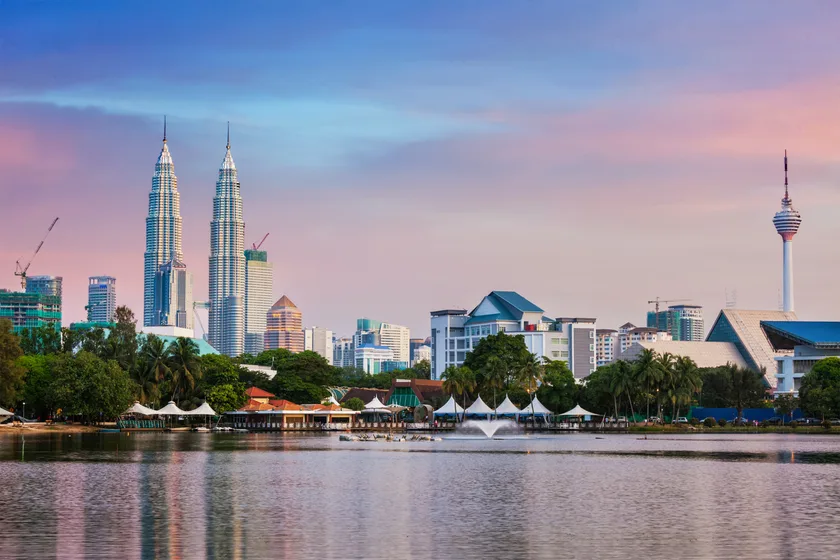 The Kuala Lumpur skyline across the lake